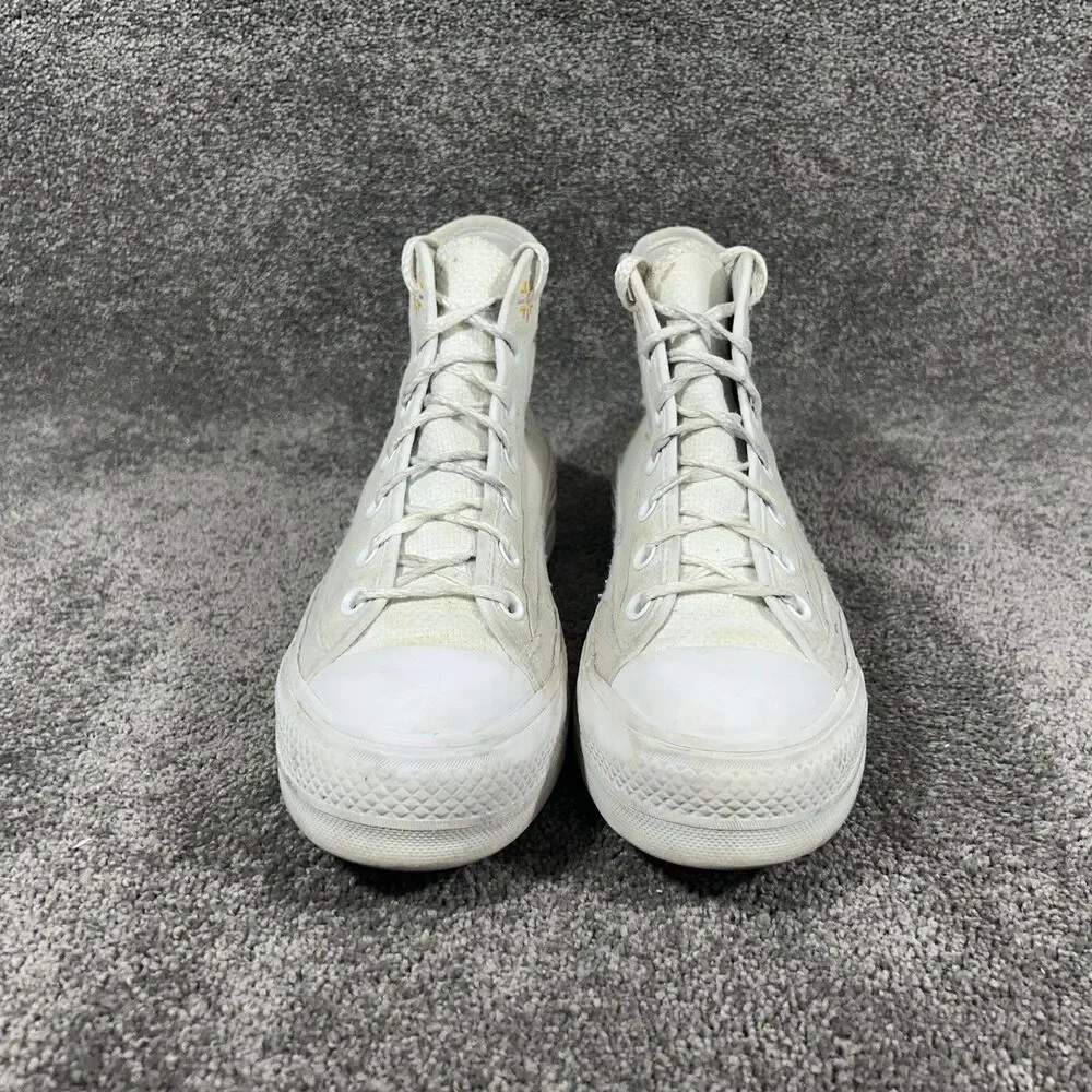Converse CTAS Lift A05068C Women’s Sz 8.5 White Autumn Embroidery Platform Shoes